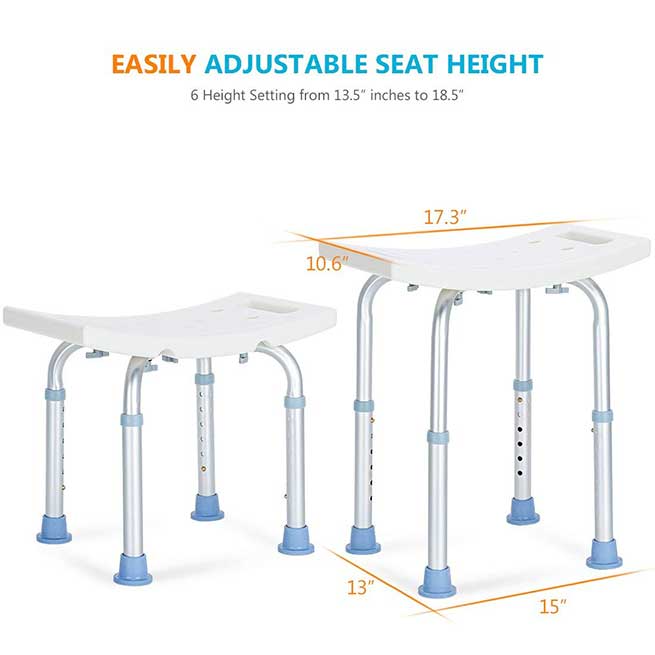 6 Height Adjustment Square Shower Stool