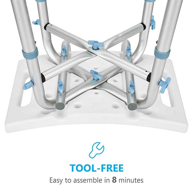 Tool-Free Heavy Duty Shower Chair