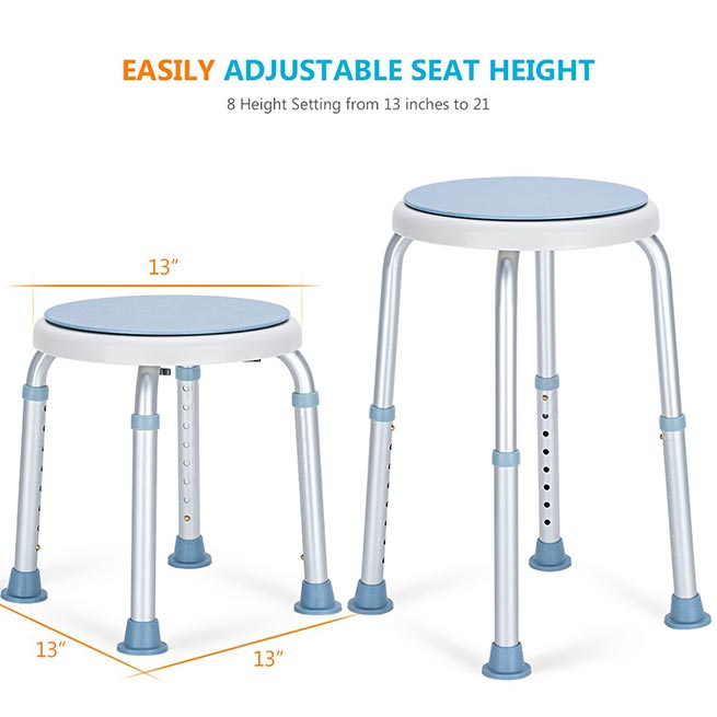 8 Height Setting 360° Swivel Shower Stool