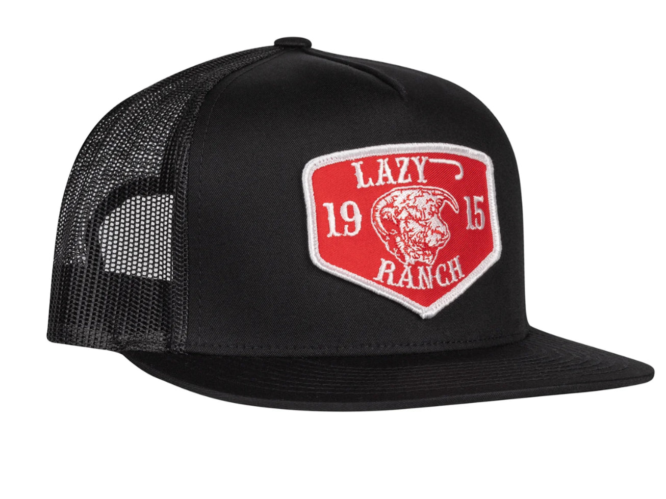 LAZY J RANCH BLACK RED RANCH CLASSIC FIVE PANEL TRUCKER HAT