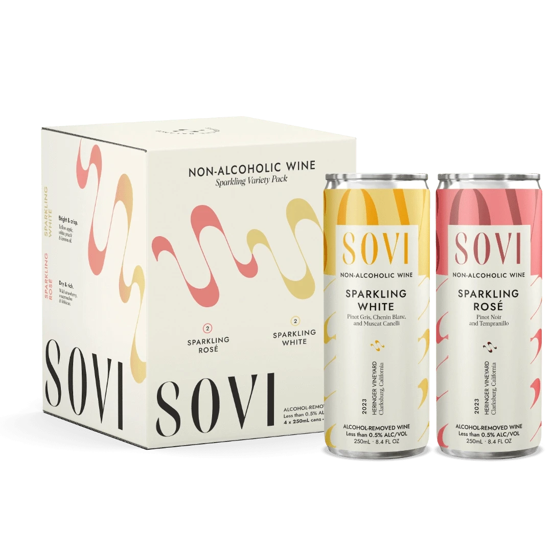 Sovi - Sparkling Variety - 4-Pack Cans - Non-Alcoholic Wine