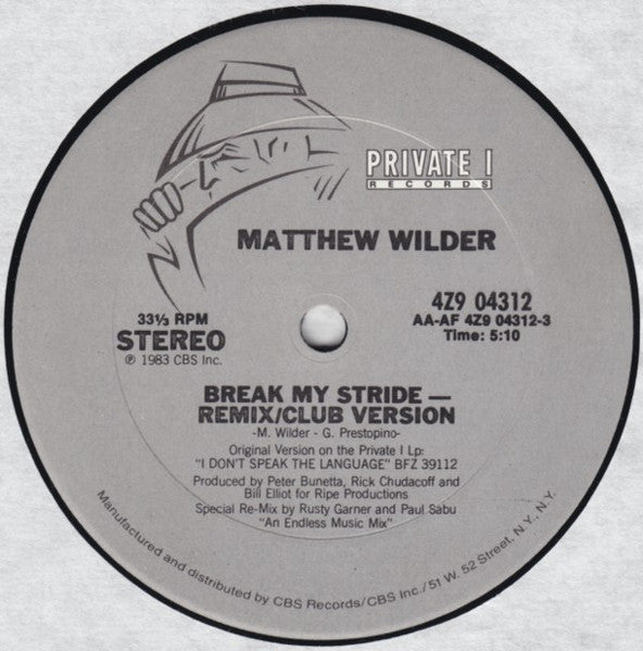 Matthew Wilder – Break My Stride (VG+, Funda Generic) Box17