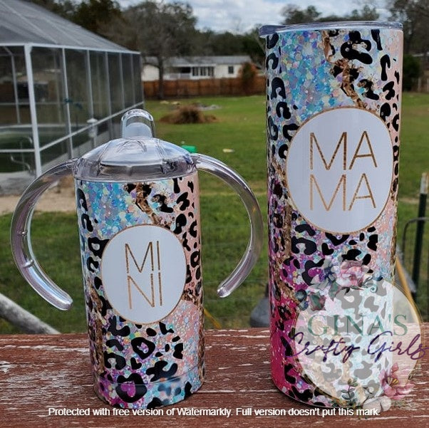 Mamasaurus with Leopard Print Skinny Tumbler – Gina's Crafty Girls