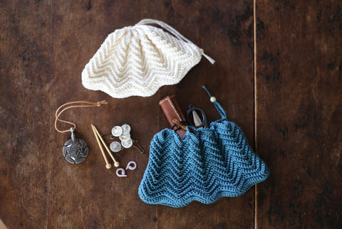 Crochet seashell shell pouch drawstring