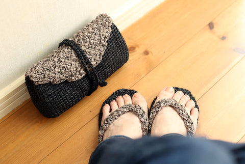 Crochet Sandals Matching Pouch