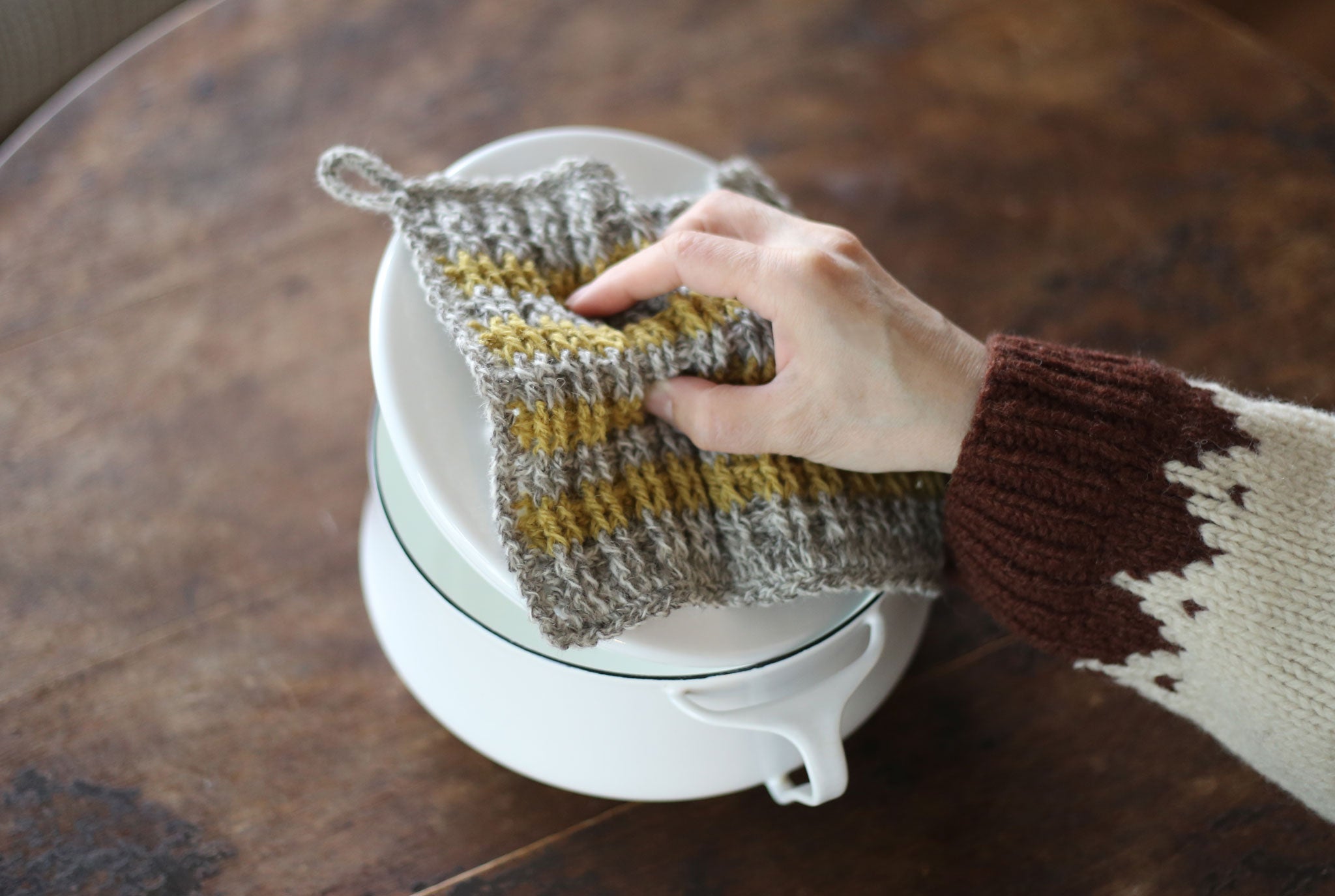 かぎ針編み「引き上げ編みのポットマット」編み図