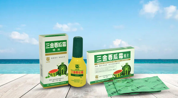 Sanjin Watermelon Frost Insufflation and Lozenges for sore throat and throat inflammation Kinhong Pte Ltd Singapore