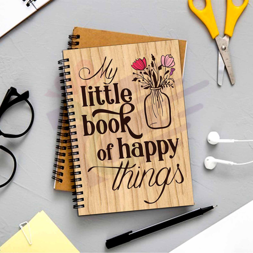 Little Book of Happy Things Personalized Wood Diary