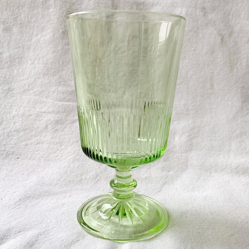 6 Jeannette Clear Thumbprint 6oz Water Goblets Wine Glasses 