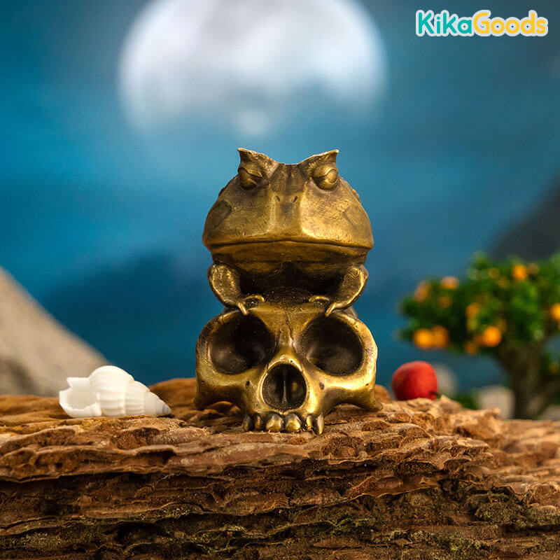 Kong Zoo Skull Horned Frog Brass Figure