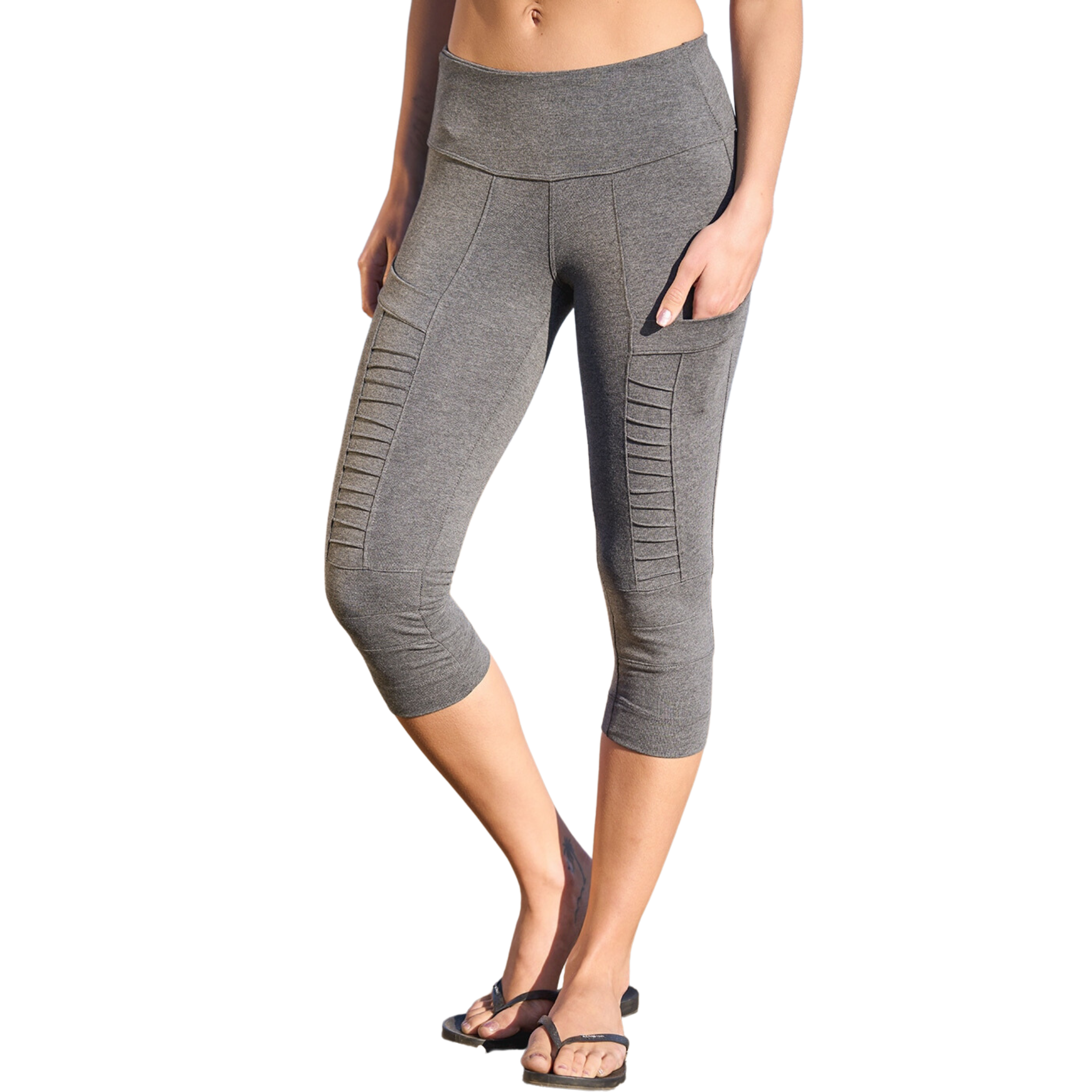 6'' Band High Waist Bamboo Capri Leggings