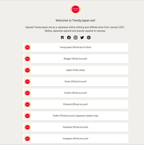 japanese online TrendyJapan linkpop
