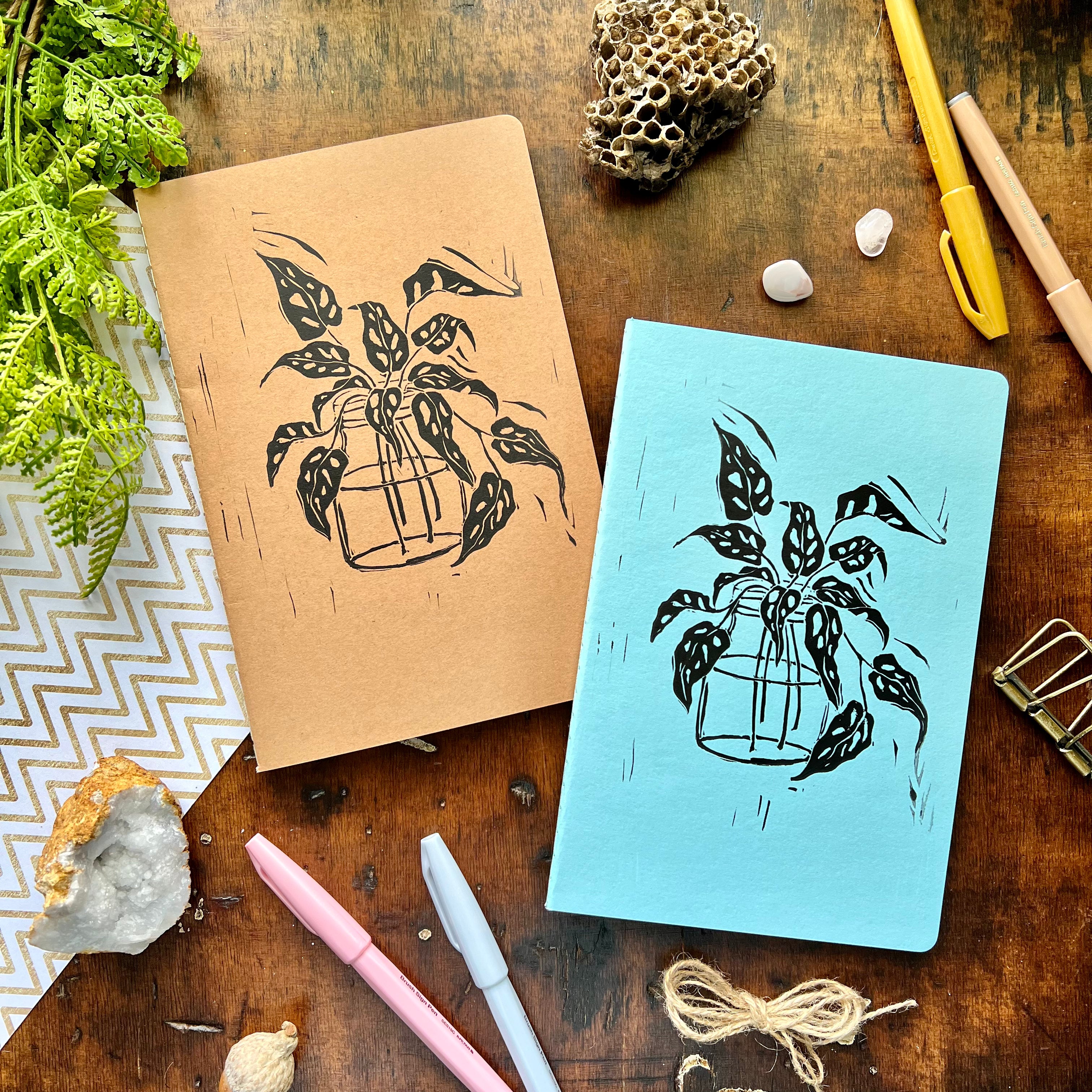 Monstera Adansonii Handprinted Notebook