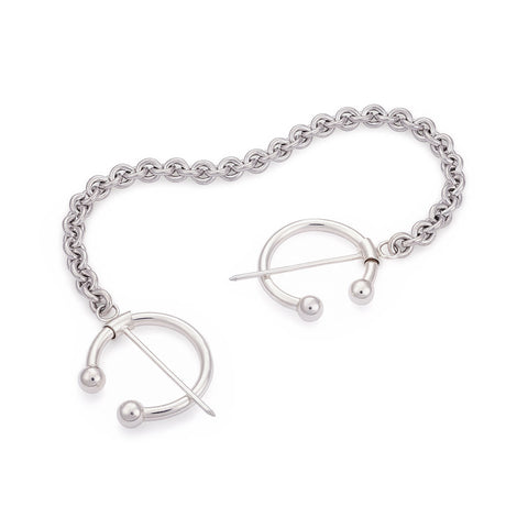 Barbell Fibula Chain in silver