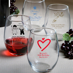 Personalized stemless wine glass