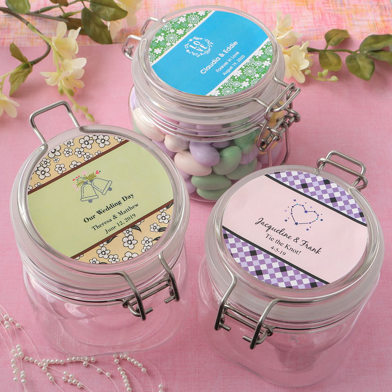 Personalized Clear 16 oz Apothecary Jar Favors