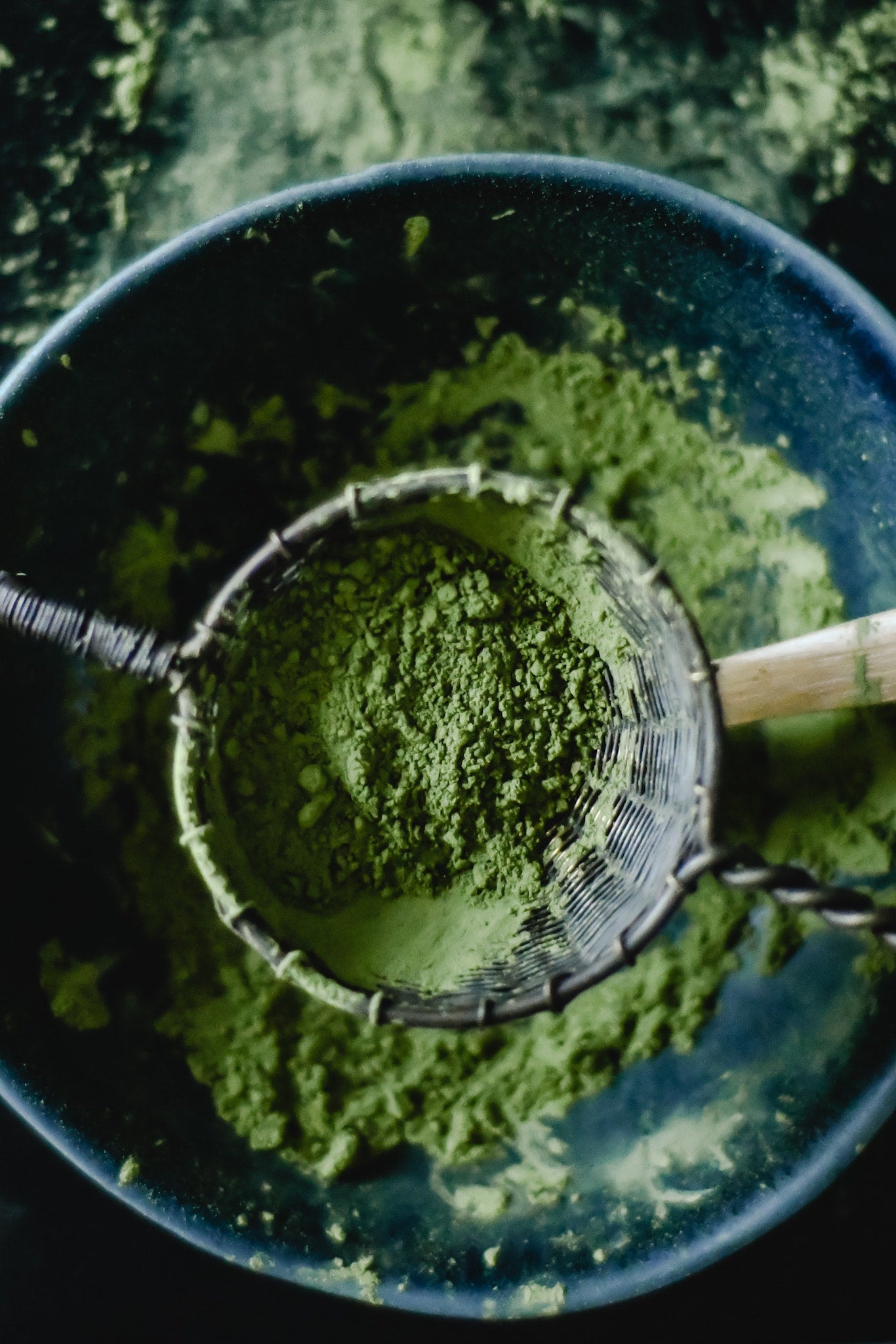 Making matcha tea