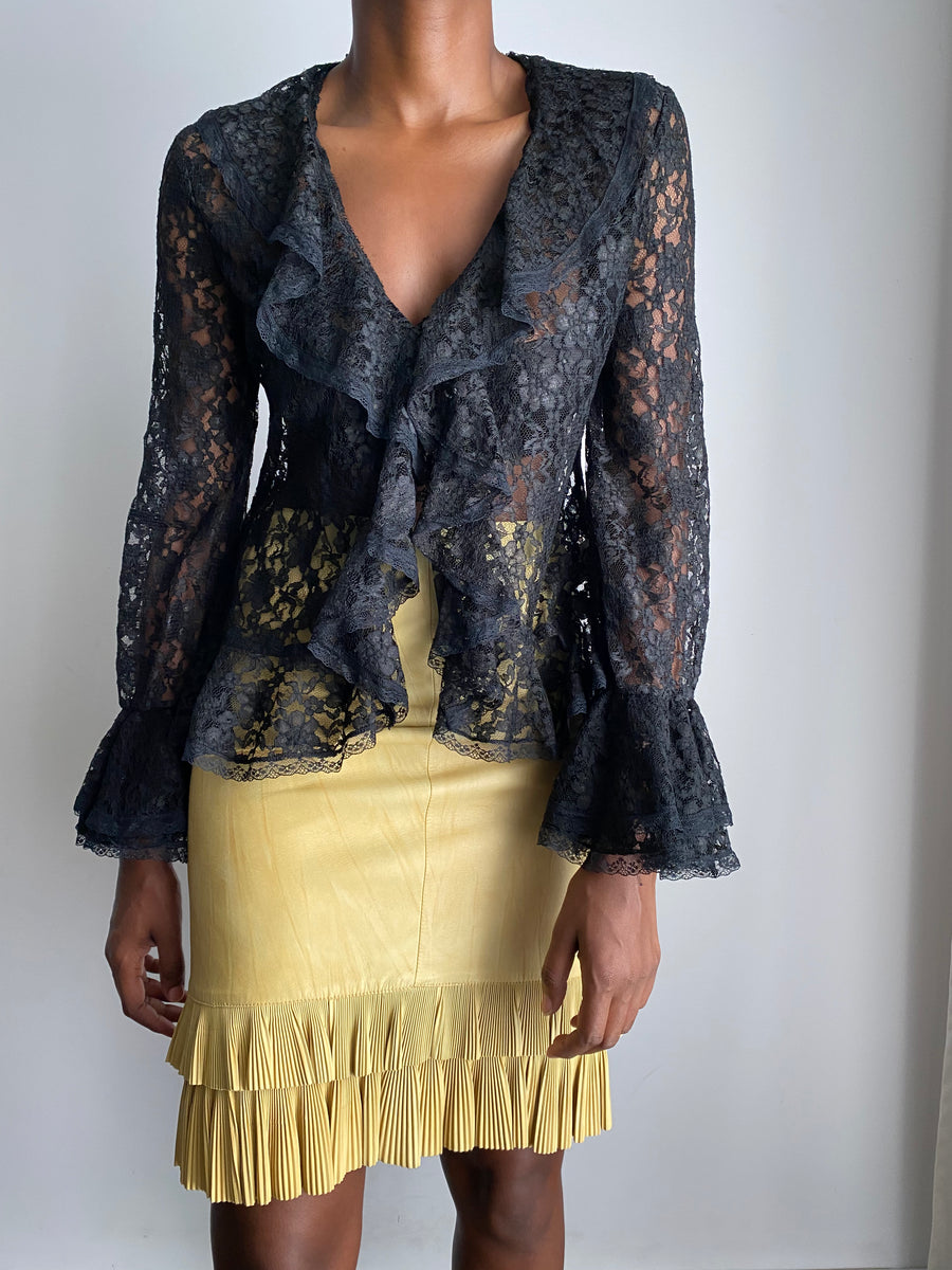 vintage black lace blouse, super nice vintage