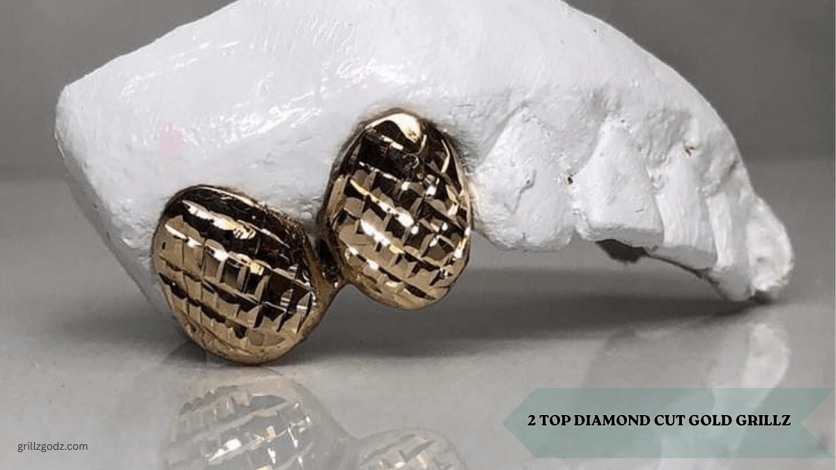 2 Top Diamond Cut Gold Grillz For Teeth | Grillz Godz