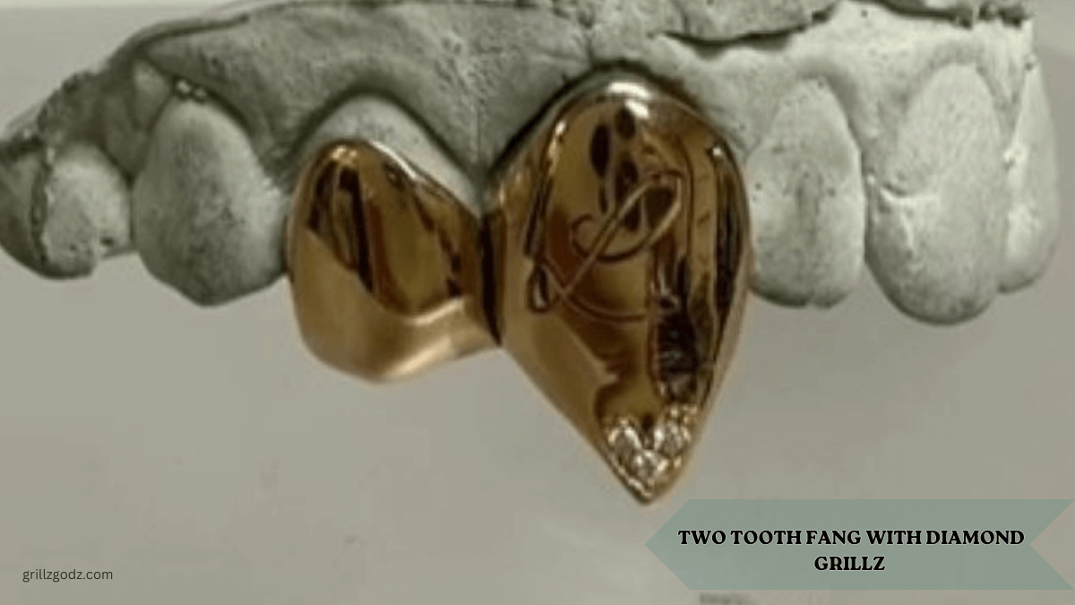 Two Tooth Fang With Diamond Grillz for Teeth | Grillz Godz