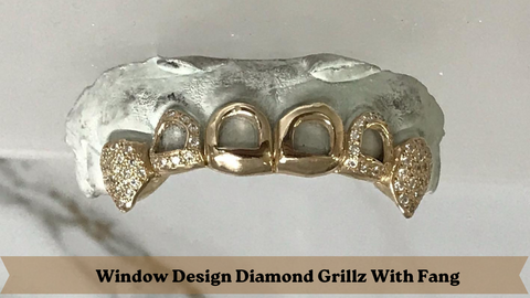 Window Design Diamond Grillz With Fang - Grillz Godz