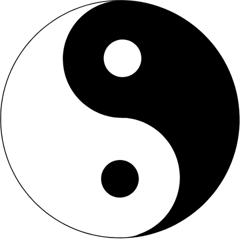 Black and white yin/yang symbol.