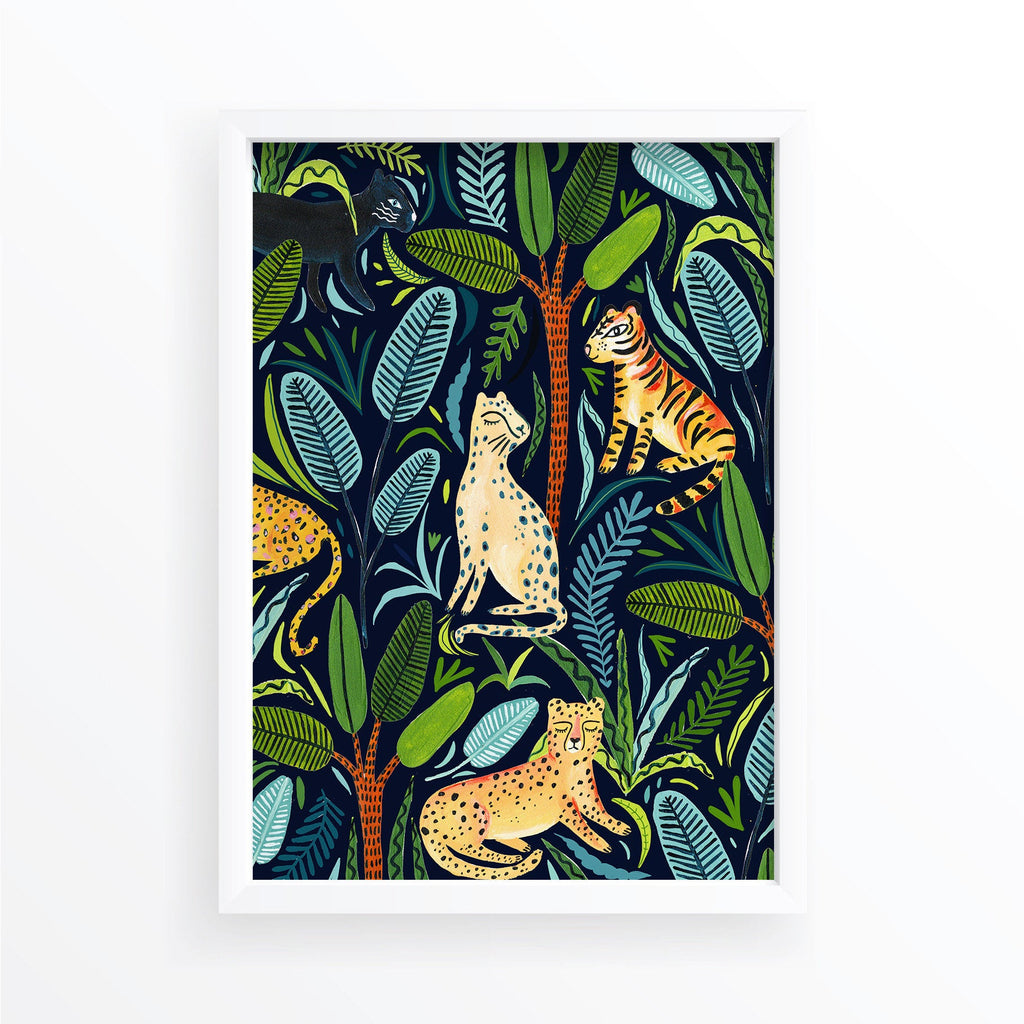 Jungle Cats on Navy Amber Davenport