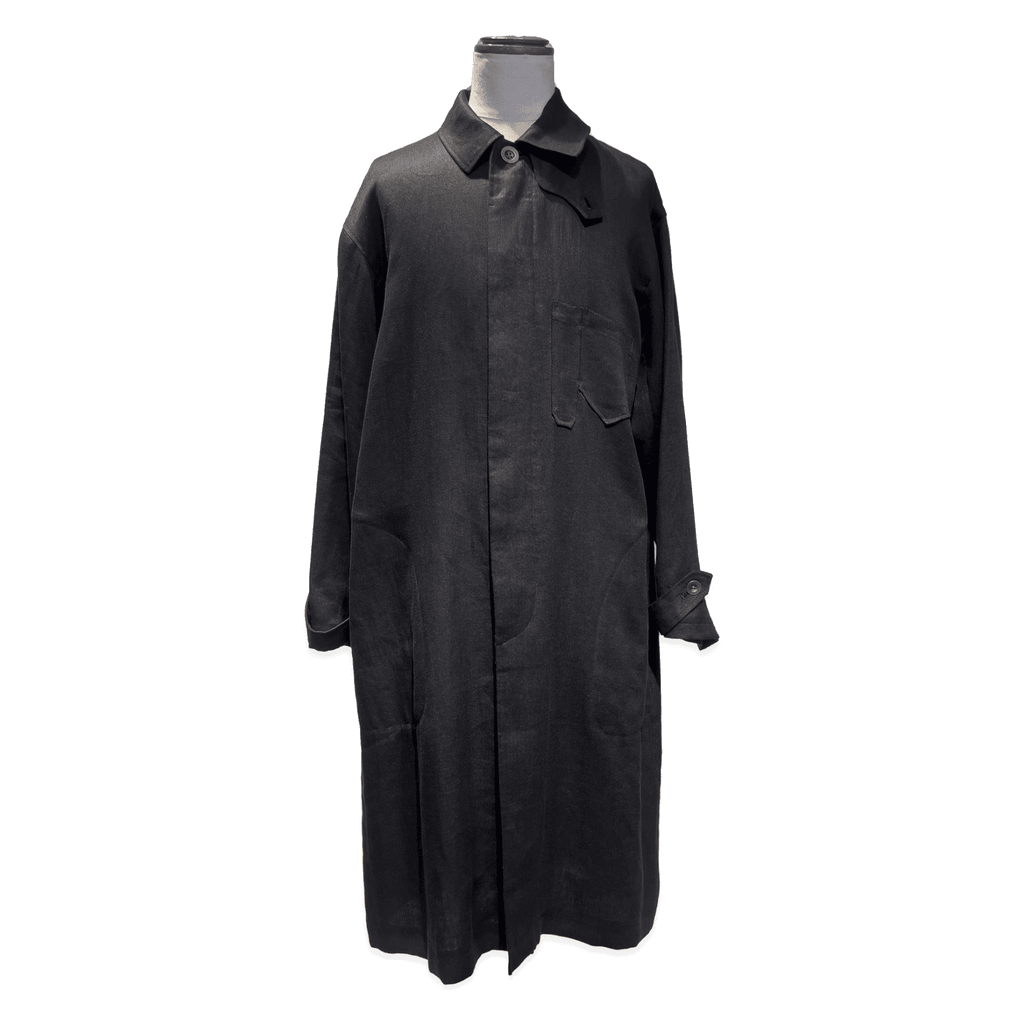 2022新生活 YINDIGO AM LINEN RAILWAY COAT BLACK | www.tegdarco.com