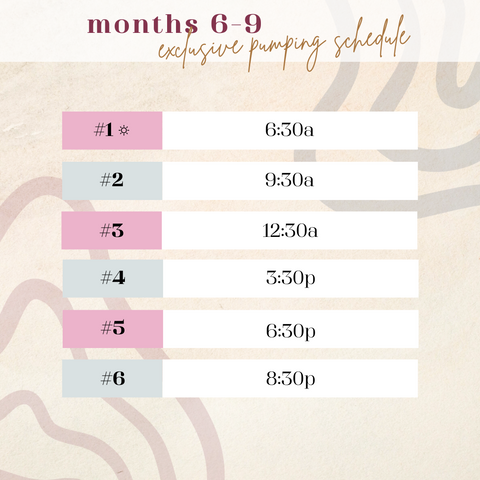 Pumping Schedule months 6-9