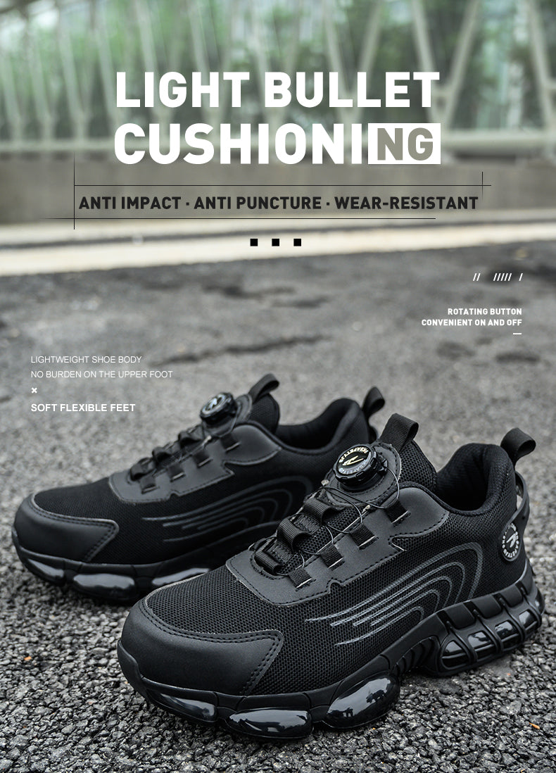 Rotating buttonssteel toe safety shoes