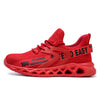 Stylish red steel toe sneakers
