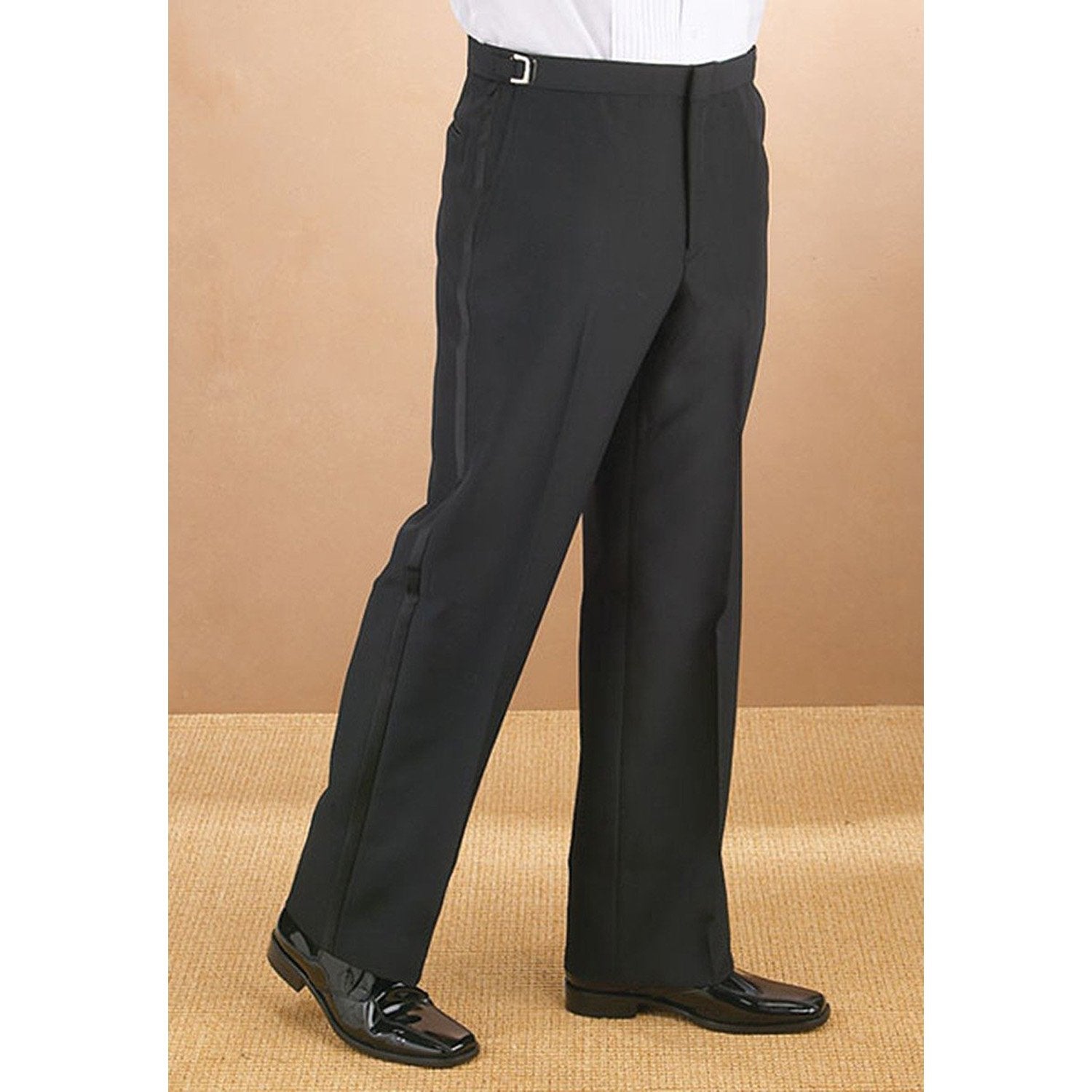 RGM Men's Tuxedo Pants Flat Front with Side Satin Stripe Black 28W x 29L at  Amazon Men's Clothing store