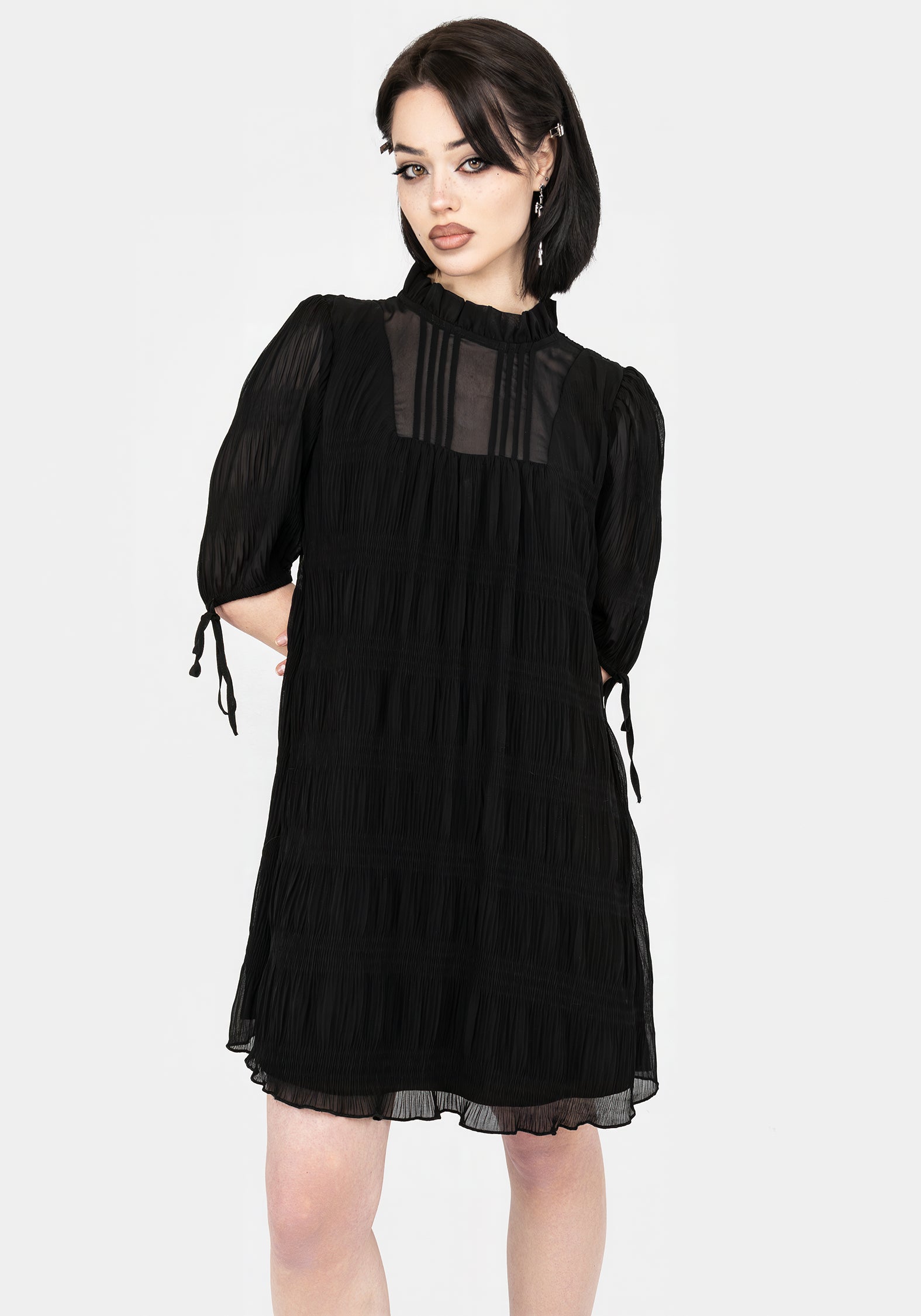 Women's Marianna Chiffon Mini Dress - Black - UK 18 - Disturbia UK