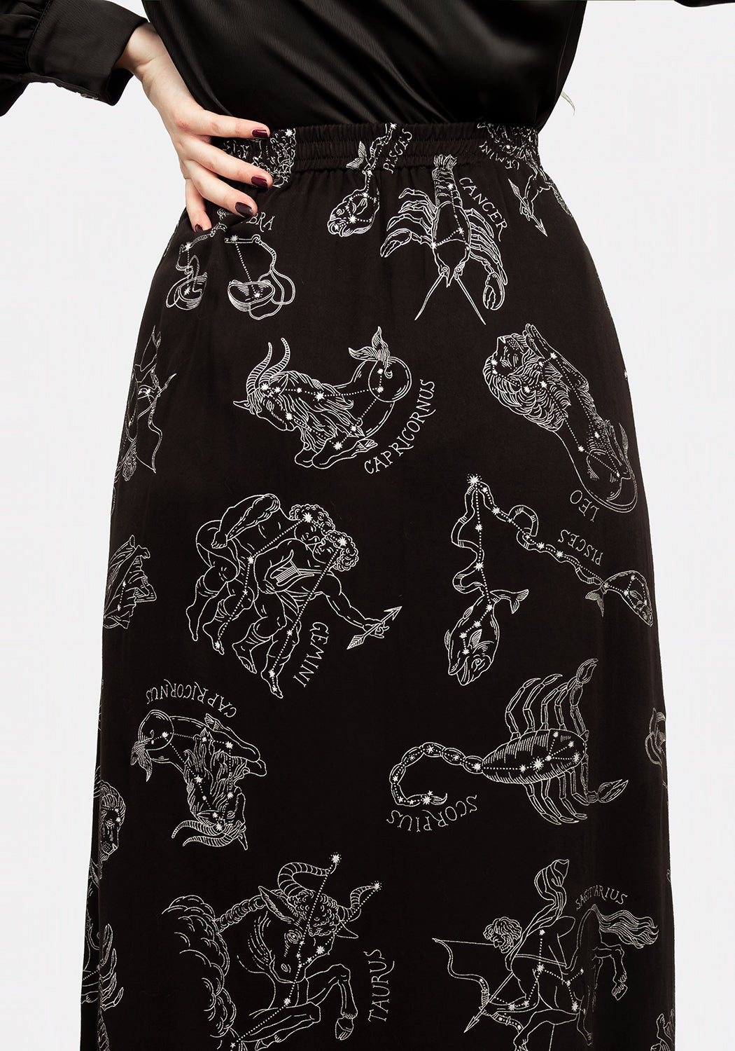 Zodiac Button Midi Skirt