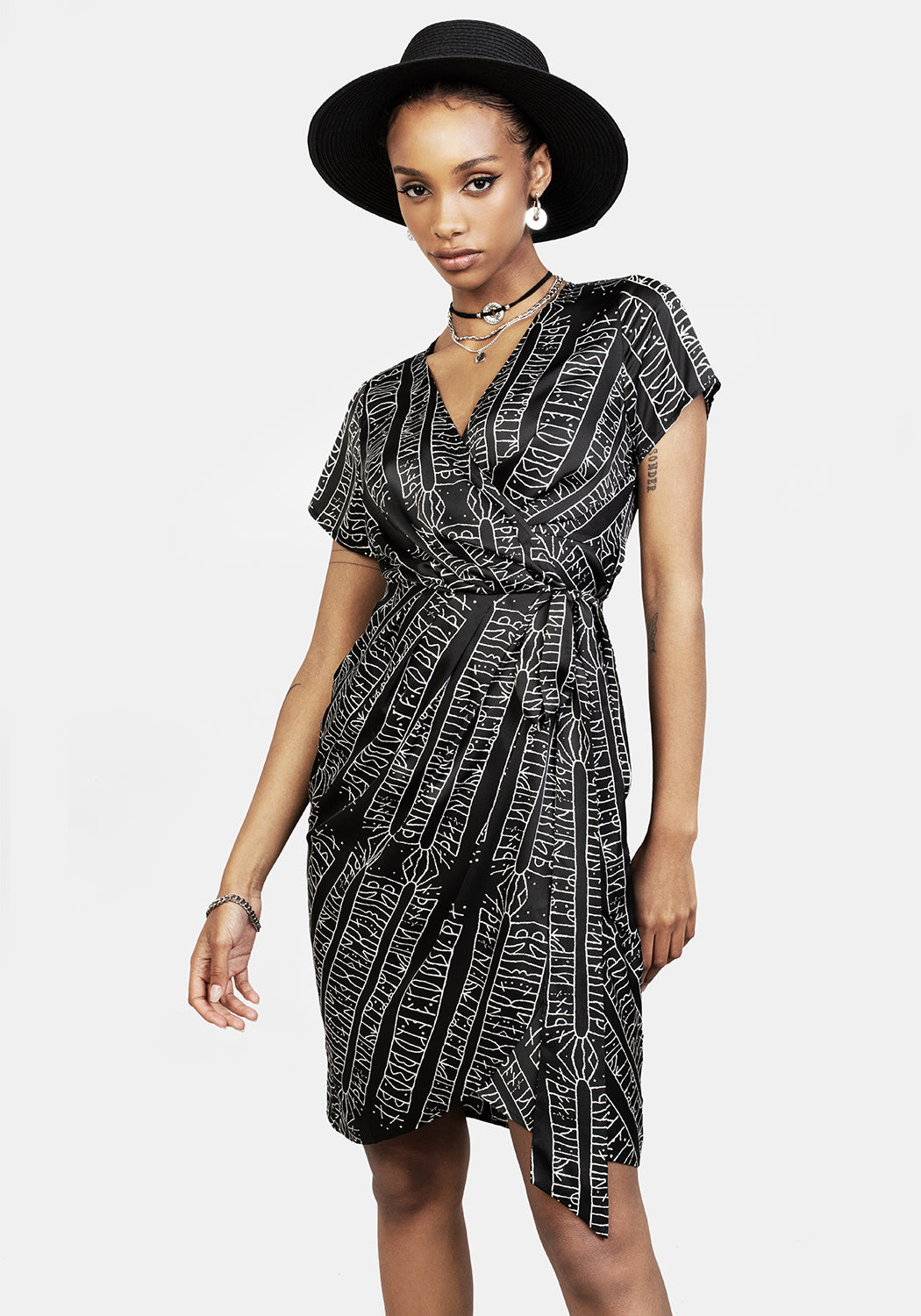 Runes Wrap Midi Dress