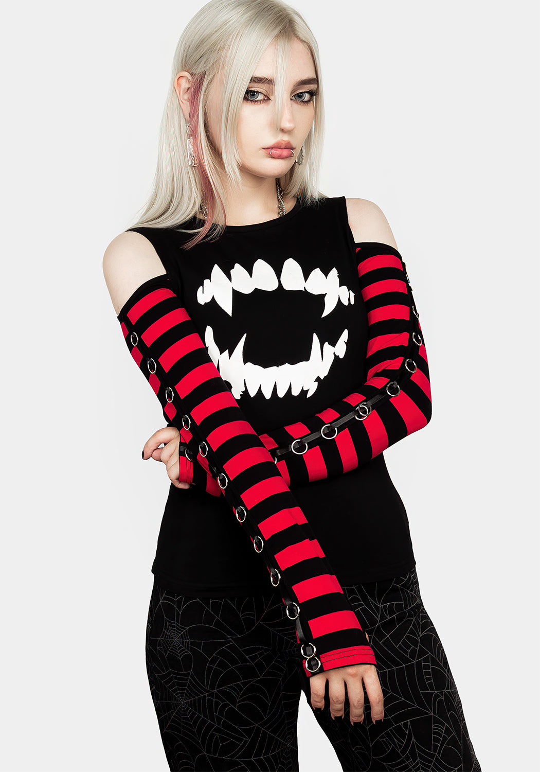 Rawr Stripe Cold Shoulder Tee