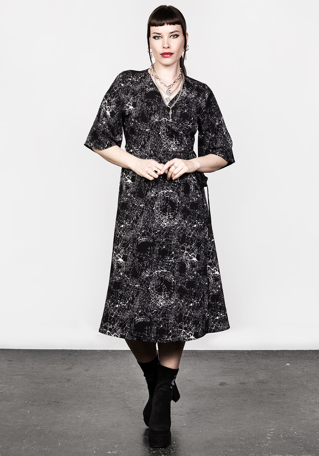 SPELLWORK MIDI WRAP DRESS