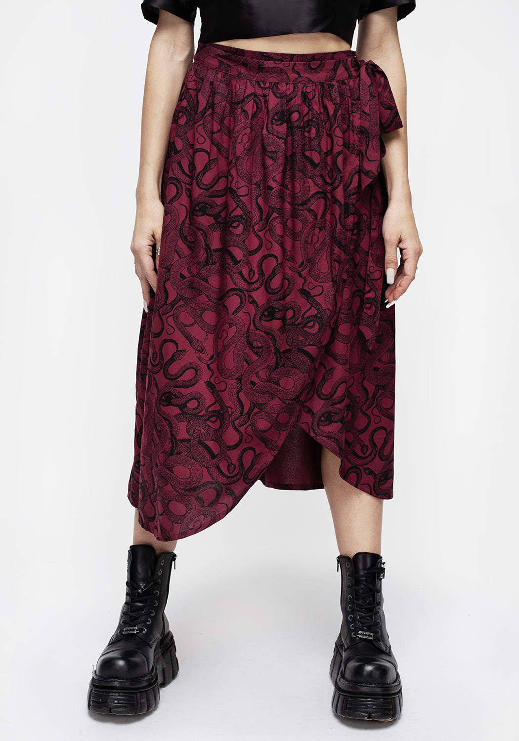 Ophidia-Snakes-Print-Wrap-Skirt-Red – Disturbia