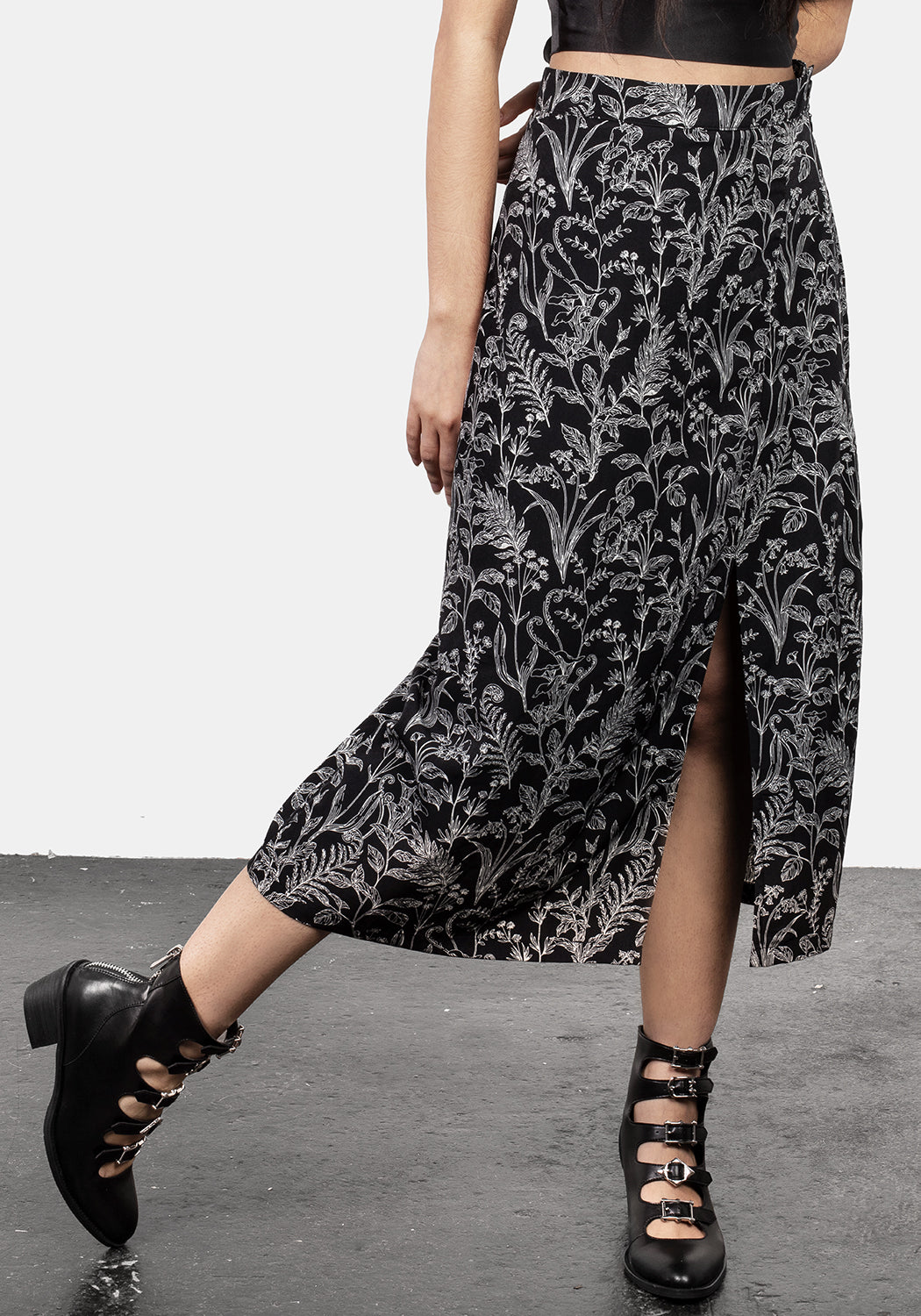 Siofra Mock Wrap Floral Print Skirt