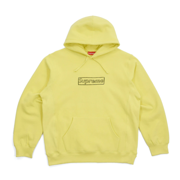 supreme kaws chalk logo hooded sweatshirt heather grey