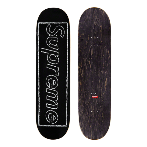 supreme kaws chalk logo skateboard deck black