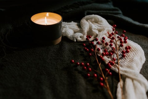 Hygge blanket and cosy candle