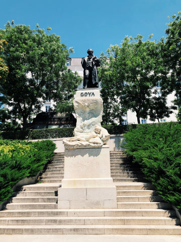 Goya statue that sits outside of Prado Museum, Madrid