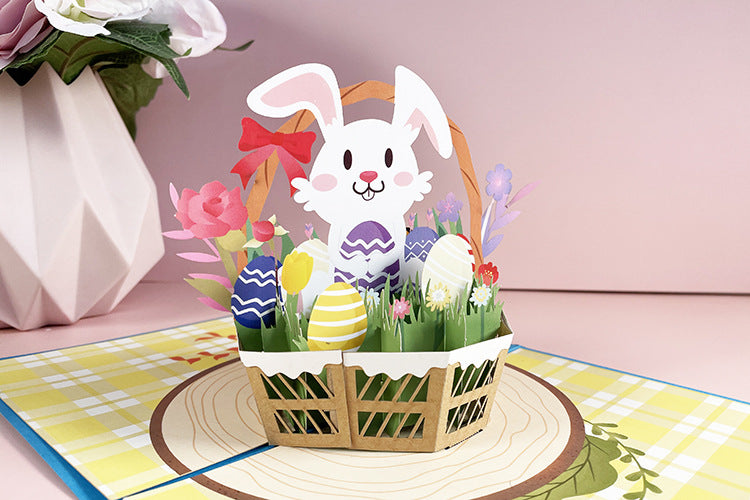 Easter bunny pop up card - angle view