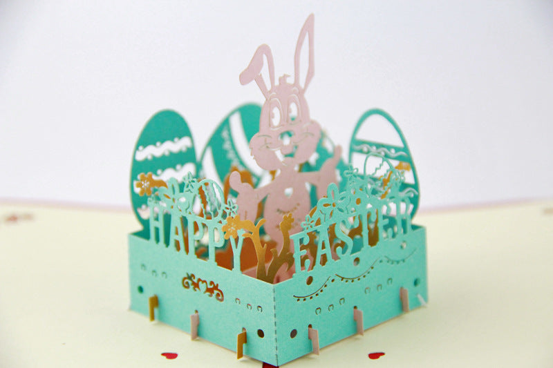 Easter pop up card with bunny - close up from other side
