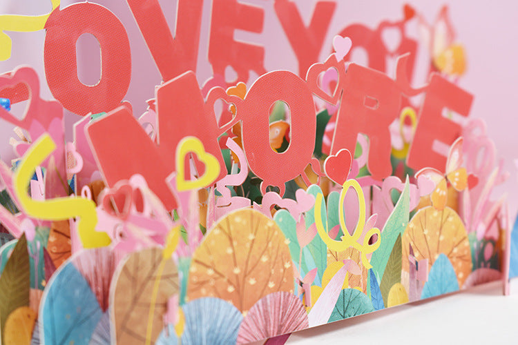 love you more pop up card - close up