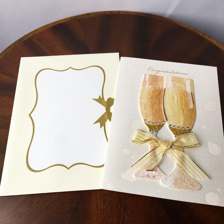 shampagne congrats card - card front and front of the matching envelope