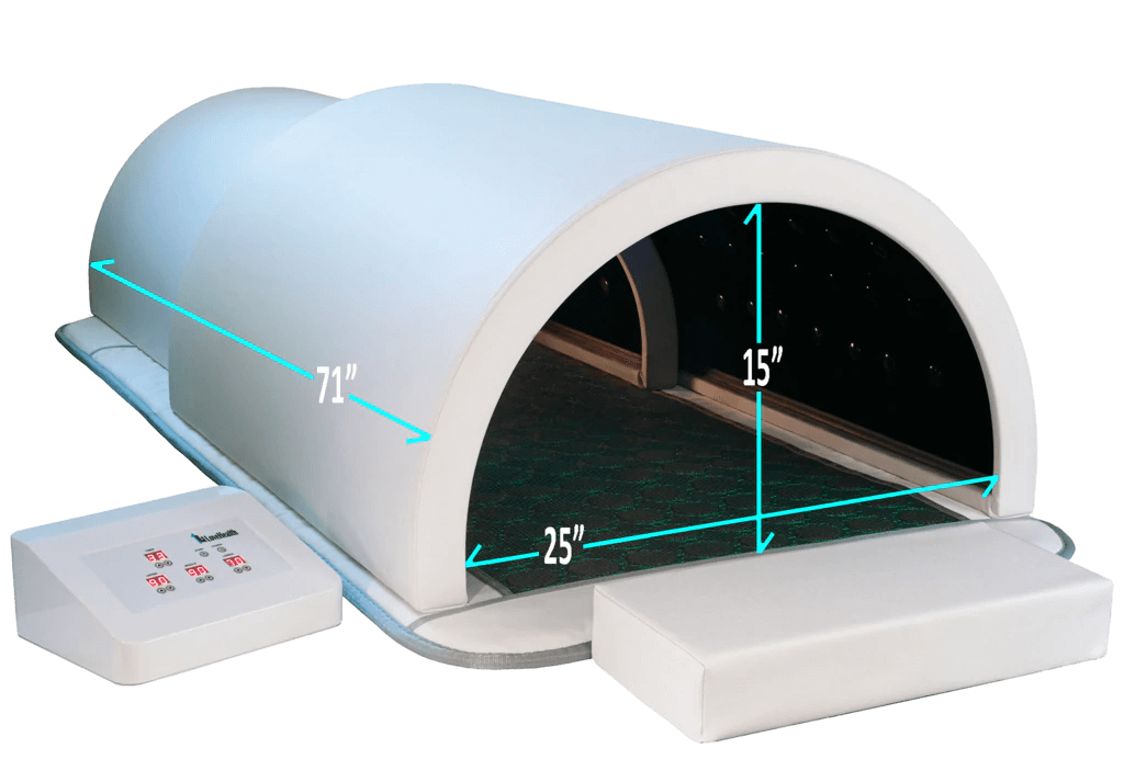 1Love dome sauna with dimensions showing its width, length, and height