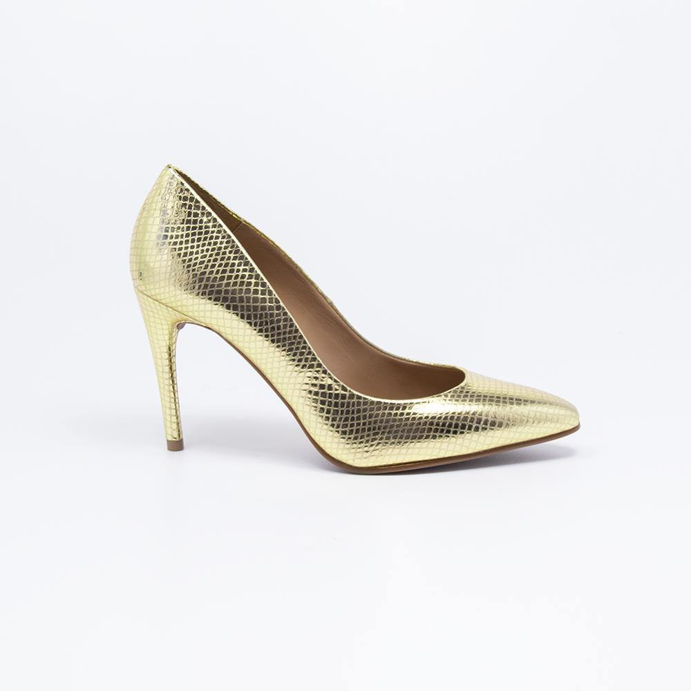 gold stiletto court shoes