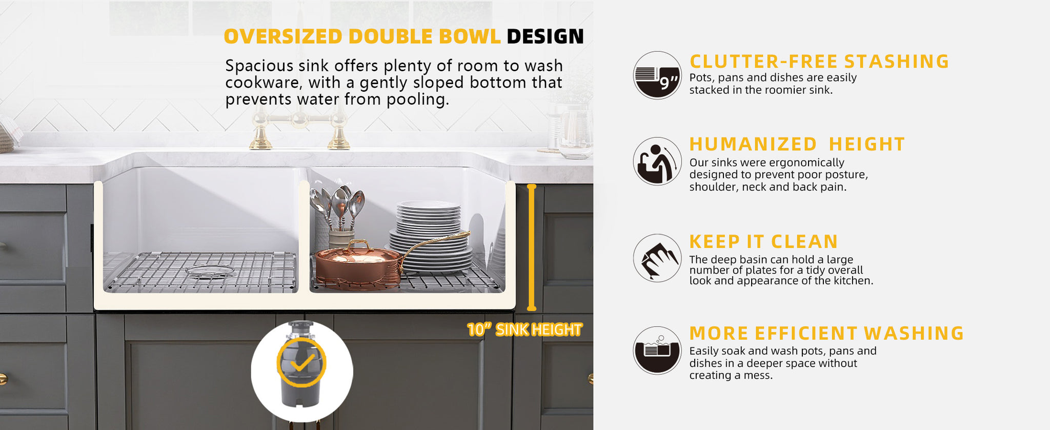 Double Bowl Farmhouse Kitchen Sink